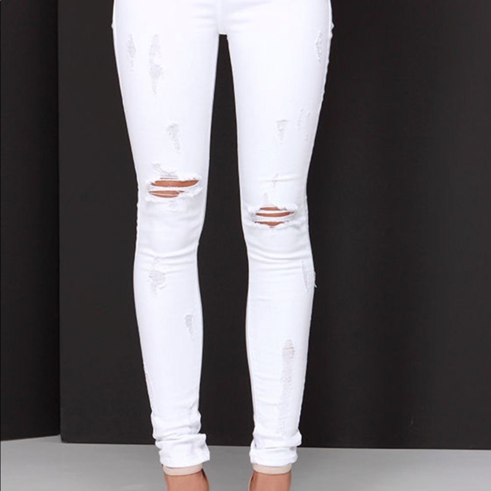 Pistola Distress Call Distressed White Skinny Jean, Size 26